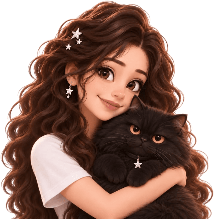 STARALWORLD's girl and her black cat